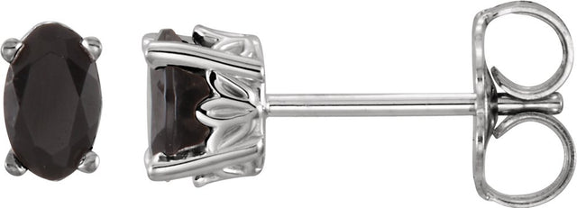 14K White Gold Natural Black Onyx Earrings