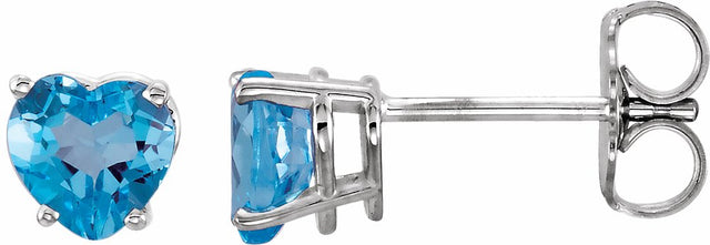 14K White Natural Swiss Blue Topaz Earrings