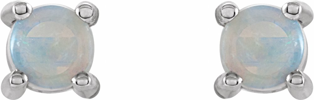 14K White Gold 4 mm Natural White Opal Earrings