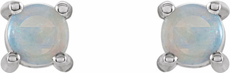 14K White Gold 4 mm Natural White Opal Earrings