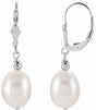 Sterling Silver 9-10 mm Cultured White Freshwater Pearl Earrings