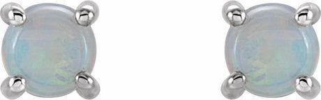 14K White Gold 5 mm Natural White Opal Earrings