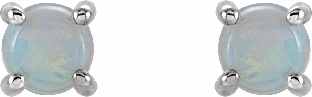 14K White Gold 5 mm Natural White Opal Earrings