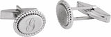 14K White Gold 15.6x12.5 mm Rope Pattern Cuff Links