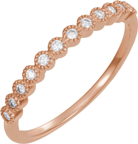 14K Rose Gold 1/6 CTW Natural Diamond Anniversary Band Size 7