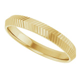 14K Yellow Gold 3 mm Fluted Knife Band Size 4.5
