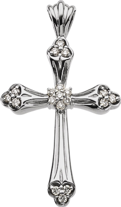 14K White Gold 1/4 CTW Natural Diamond Cross Pendant