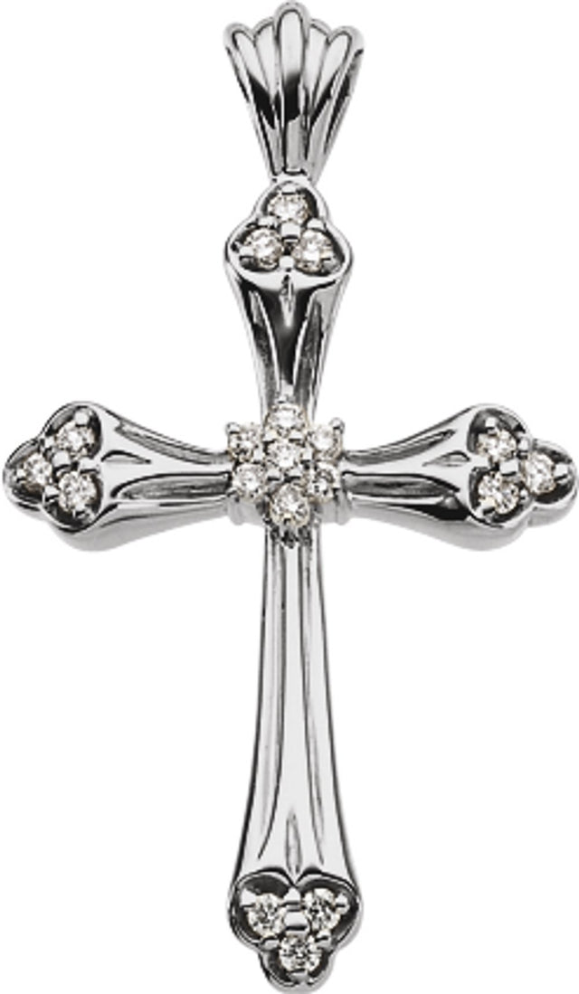 14K White Gold 1/4 CTW Natural Diamond Cross Pendant