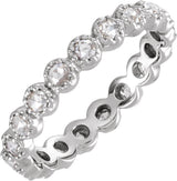 14K White Gold 1/2 CTW Natural Diamond Rose-Cut Eternity Band Size 7