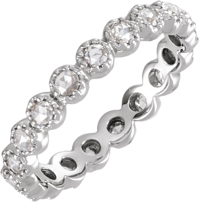 14K White Gold 1/2 CTW Natural Diamond Rose-Cut Eternity Band Size 7