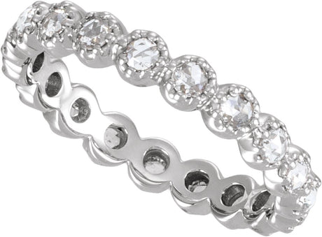 14K White Gold 1/2 CTW Natural Diamond Rose-Cut Eternity Band Size 6