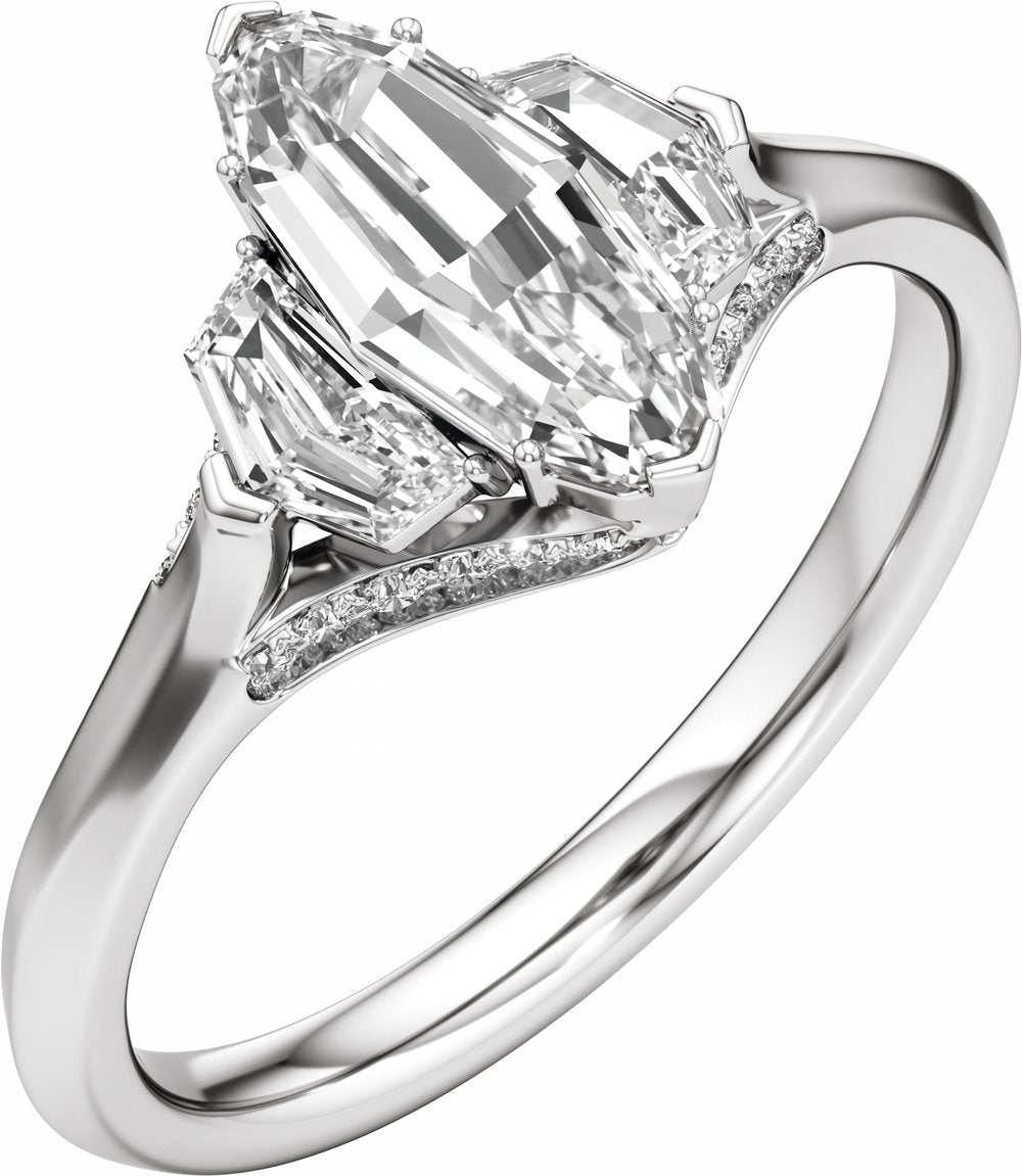14K White Gold 1 1/2 CTW Lab-Grown Diamond Three-Stone Engagement Ring