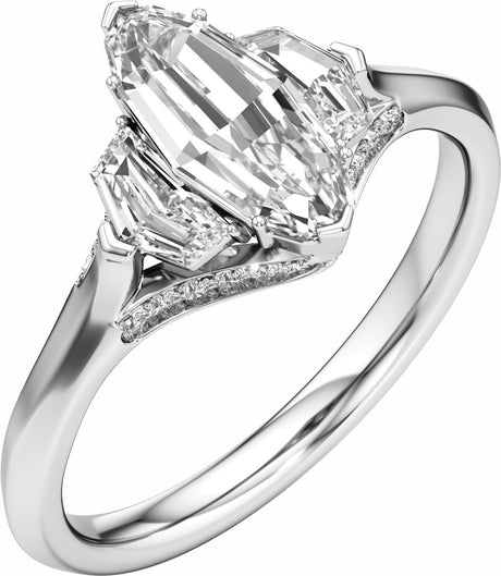 14K White Gold 1 1/2 CTW Lab-Grown Diamond Three-Stone Engagement Ring