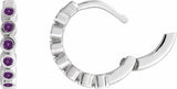 Sterling Silver Natural Amethyst 15 mm Hinged Hoop Earrings