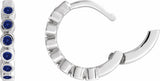 Sterling Silver Lab-Grown Blue Sapphire 15 mm Hinged Hoop Earrings