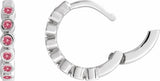 Sterling Silver Natural Pink Tourmaline 15 mm Hinged Hoop Earrings