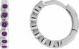 Sterling Silver Natural Amethyst 15 mm Hinged Hoop Earrings
