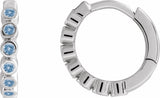 Sterling Silver Natural Aquamarine 15 mm Hinged Hoop Earrings
