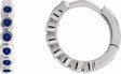 Sterling Silver Lab-Grown Blue Sapphire 15 mm Hinged Hoop Earrings
