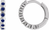 Sterling Silver Lab-Grown Blue Sapphire 15 mm Hinged Hoop Earrings