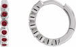 Sterling Silver Natural Mozambique Garnet 15 mm Hinged Hoop Earrings
