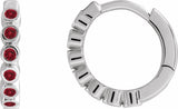 Sterling Silver Natural Mozambique Garnet 15 mm Hinged Hoop Earrings
