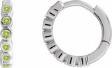 Sterling Silver Natural Peridot 15 mm Hinged Hoop Earrings