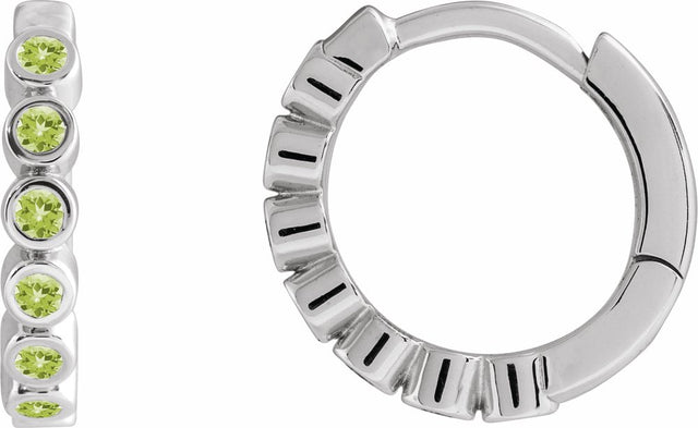 Sterling Silver Natural Peridot 15 mm Hinged Hoop Earrings