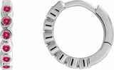 Sterling Silver Lab-Grown Ruby 15 mm Hinged Hoop Earrings