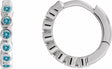 Sterling Silver Natural Blue Zircon 15 mm Hinged Hoop Earrings