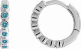 Sterling Silver Natural Blue Zircon 15 mm Hinged Hoop Earrings