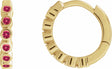 14K Yellow Gold Lab-Grown Ruby 15 mm Hinged Hoop Earrings