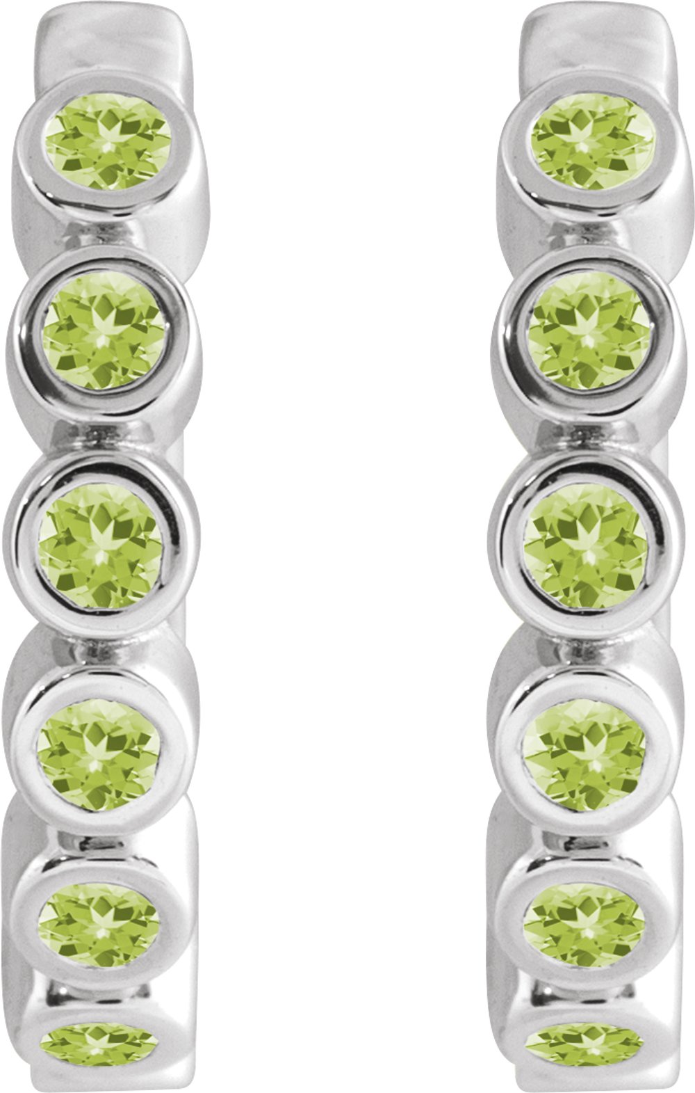 Sterling Silver Natural Peridot 15 mm Hinged Hoop Earrings
