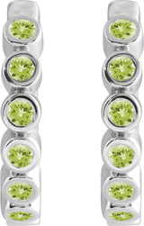 Sterling Silver Natural Peridot 15 mm Hinged Hoop Earrings