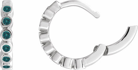 Sterling Silver Lab-Grown Alexandrite 15 mm Hinged Hoop Earrings