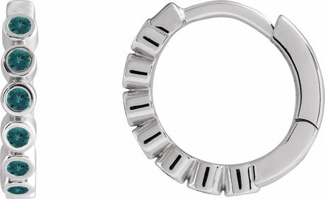 Sterling Silver Lab-Grown Alexandrite 15 mm Hinged Hoop Earrings