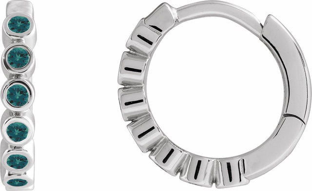 Sterling Silver Lab-Grown Alexandrite 15 mm Hinged Hoop Earrings