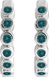 Sterling Silver Lab-Grown Alexandrite 15 mm Hinged Hoop Earrings