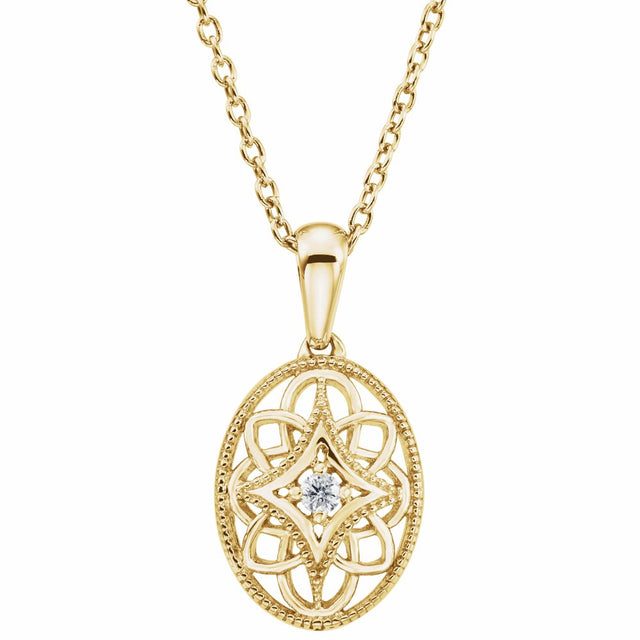 14K Yellow Gold Vermeil .03 CT Natural Diamond 18" Necklace