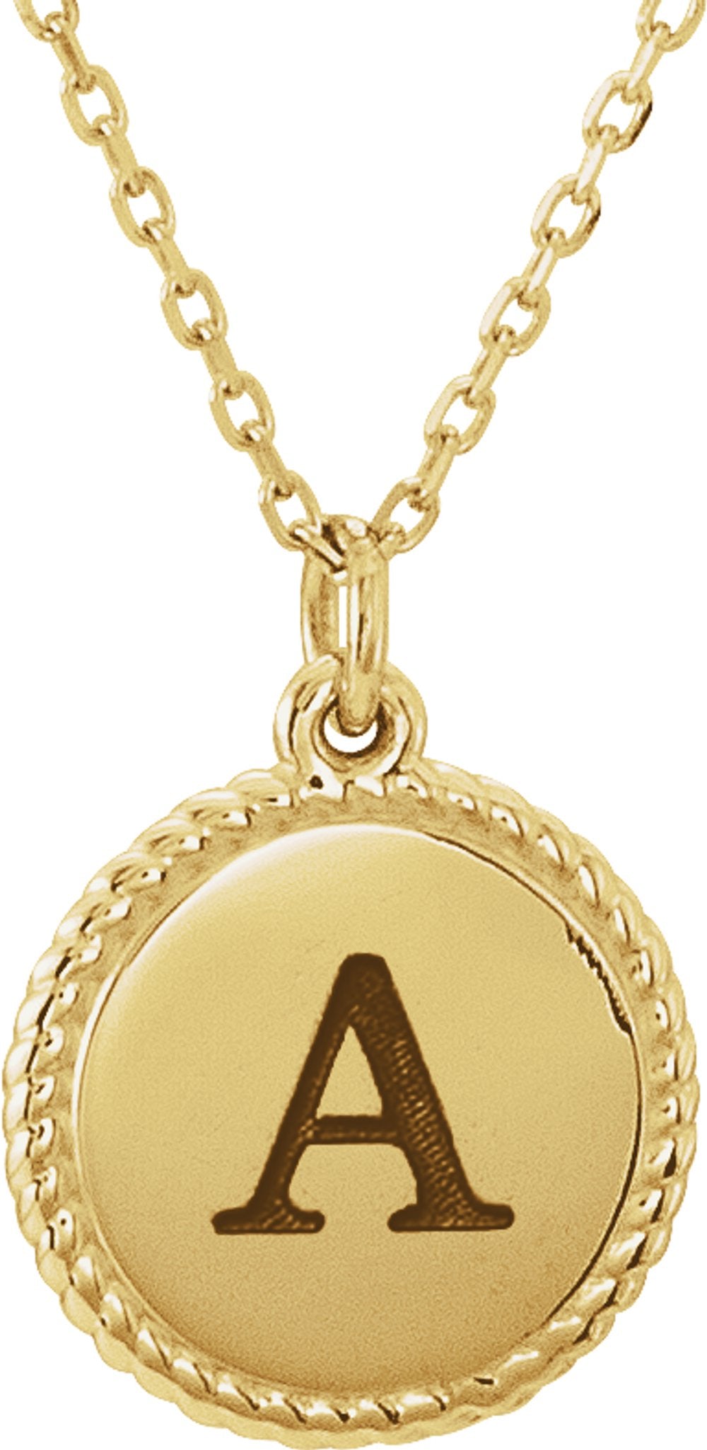 14K Yellow Gold Engravable Round 16-18" Rope Necklace