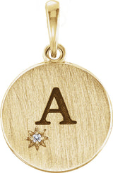 14K Yellow Gold .005 CT Natural Diamond Engravable Pendant