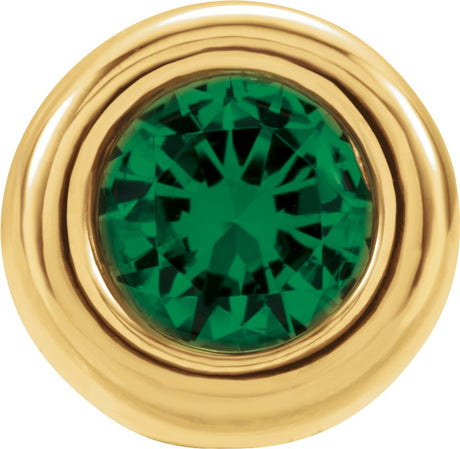 14K Yellow Gold 5 mm Imitation Emerald Pendant