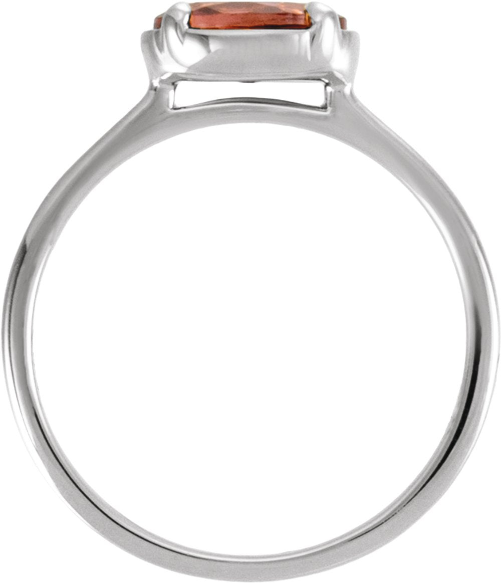 Sterling Silver Natural Pink Tourmaline Claw-Prong Bezel-Style Ring