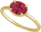 10K Yellow Gold Lab-Grown Ruby Claw-Prong Bezel-Style Ring
