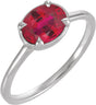 Sterling Silver Lab-Grown Ruby Claw-Prong Bezel-Style Ring