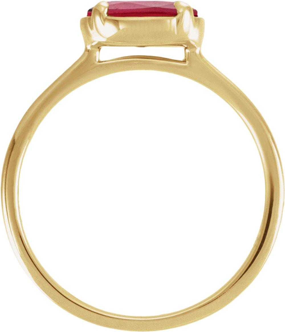 14K Yellow Gold Vermeil Lab-Grown Ruby Claw-Prong Bezel-Style Ring