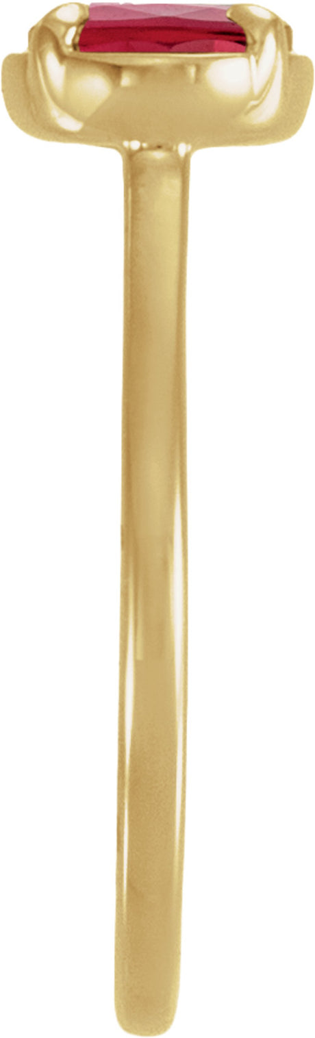 14K Yellow Gold Lab-Grown Ruby Claw-Prong Bezel-Style Ring