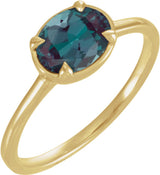 14K Yellow Gold Vermeil Lab-Grown Alexandrite Claw-Prong Bezel-Style Ring