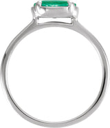 10K White Gold Lab-Grown Emerald Claw-Prong Bezel-Style Ring