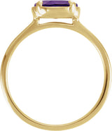 14K Yellow Gold Lab-Grown Amethyst Claw-Prong Bezel-Style Ring